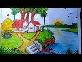 How to draw village scenario  how to draw natural painting  tanvir art 93