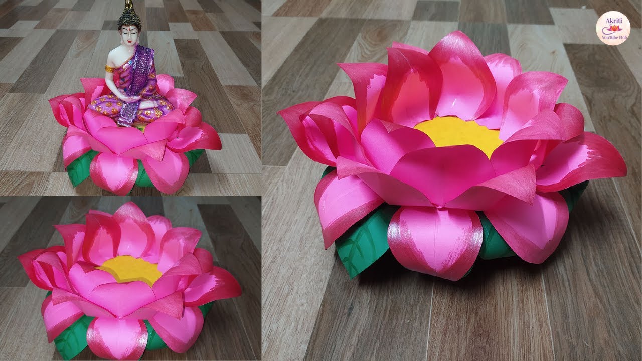 DIY Paper Lotus for Varalakshmi DeviHow to make Lotus Aasan for God