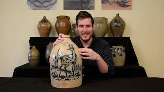 Extremely Fine J. & E. Norton, Bennington, Vermont, Four-Gallon Stoneware Deer Jug