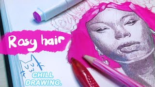 Rosy Hair || portrait sketch || chill drawing process