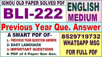 BLI 222 Previous Year Question Paper Solved in English || bli 222 important questions with answers
