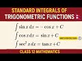Standard Integrals of Trigonometric Functions Integration Class 12 Mathematics Most Imp Qn_Part:1