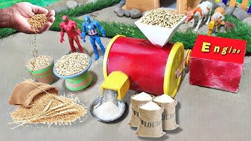 diy tractor mini flour mill | diy tractor trolley wheat loading new technology | Science Project