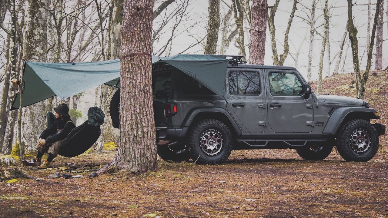 16 Camping trip with Jeep : ラングラーと雨待ちハンモック泊 