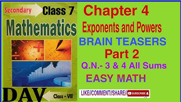 DAV Class 7 Maths Chapter 4 - Brain Teasers Q.N. 3 & 4