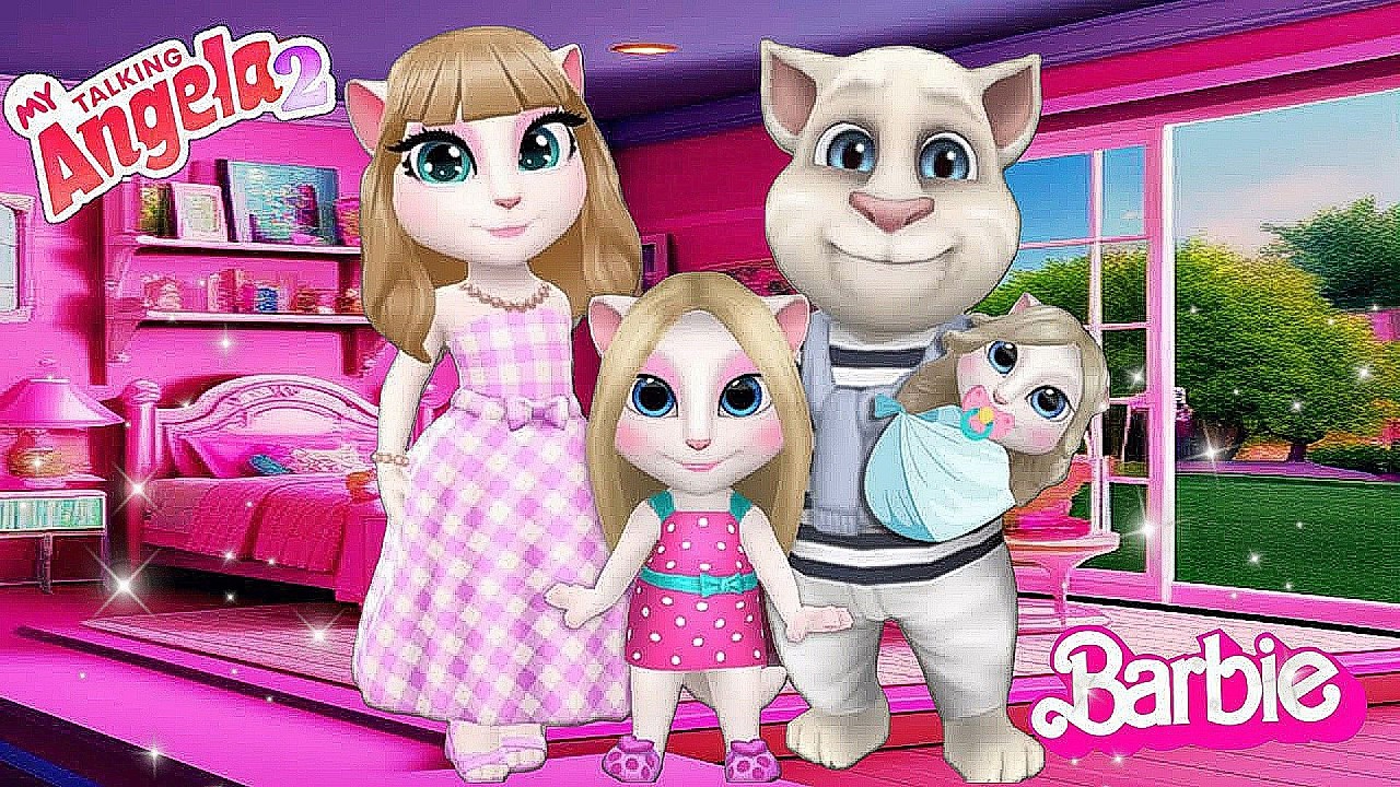 My Talking Angela'm 2 😻  Angela Barbie and Tom Ken With His Doughters | New Update  Cosplay →