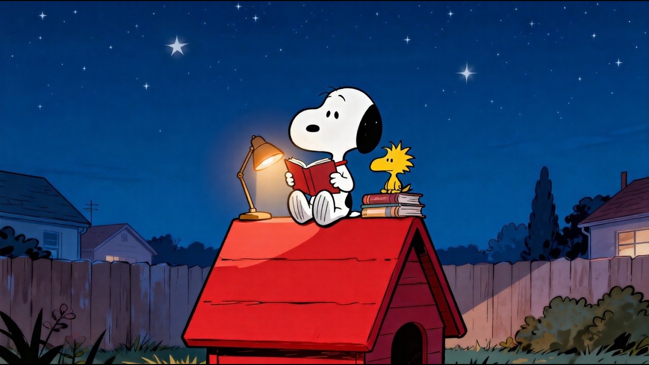 🌙 Night Study Jazz with Snoopy | Relaxing Jazz Music for Studying, Reading & Late Night Focus