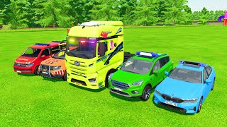 TRANSPORTING ALL CARS & PICKUP POLICE WITH HAULER TRUCKS! Farming Simulator 22