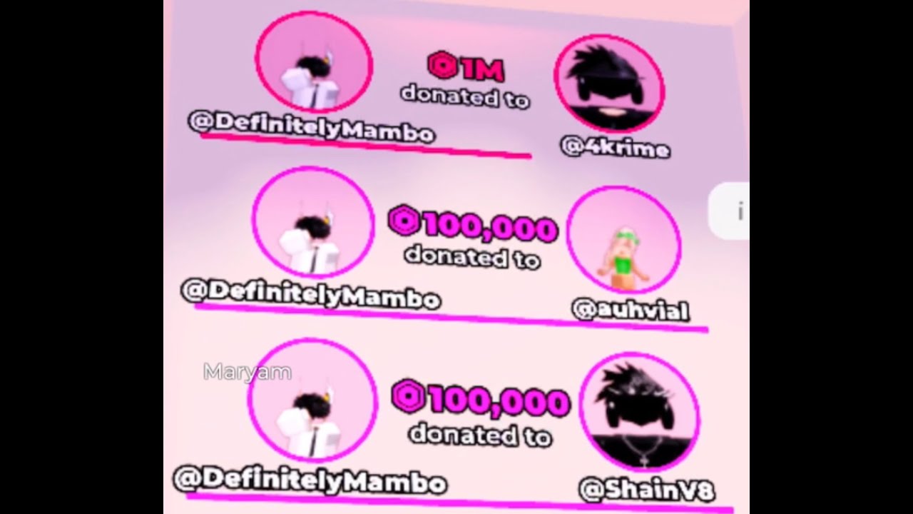 @DefinitelyMambo donates 1.2M robux! - YouTube