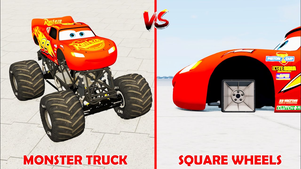 Lightning McQueen with Square Wheels VS Lightning McQueen with Monster Truck wheels: What is Best?