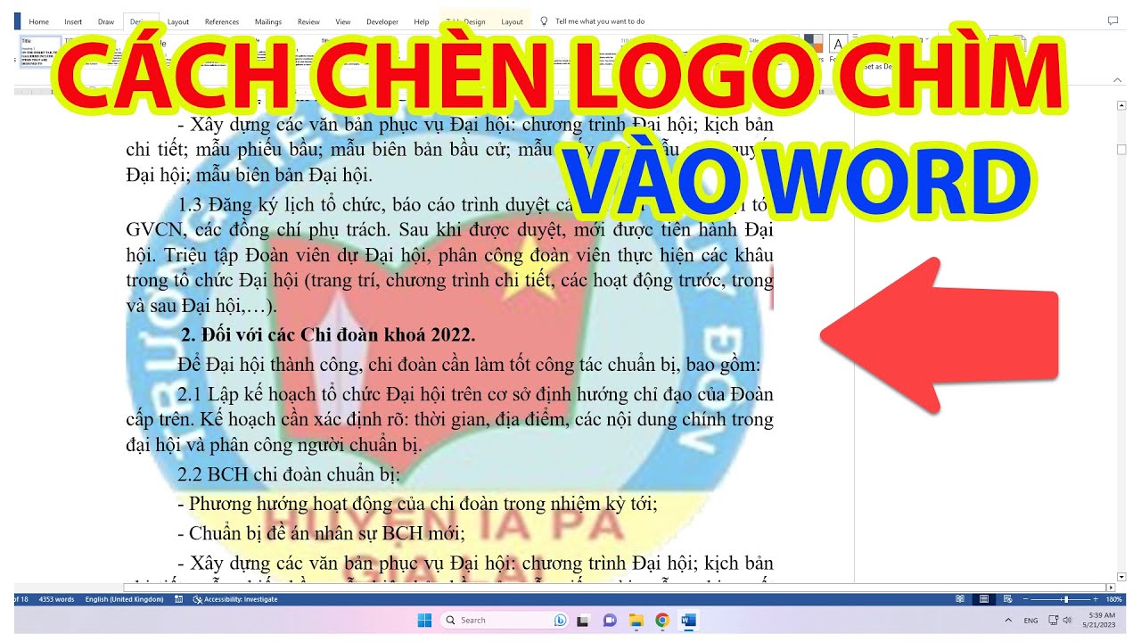 Cách Chèn Logo Chìm Vào Word - Youtube