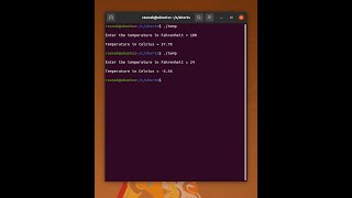 Temperature converter in C on Linux  #linux #shorts #learning #programming #terminal #live #coding