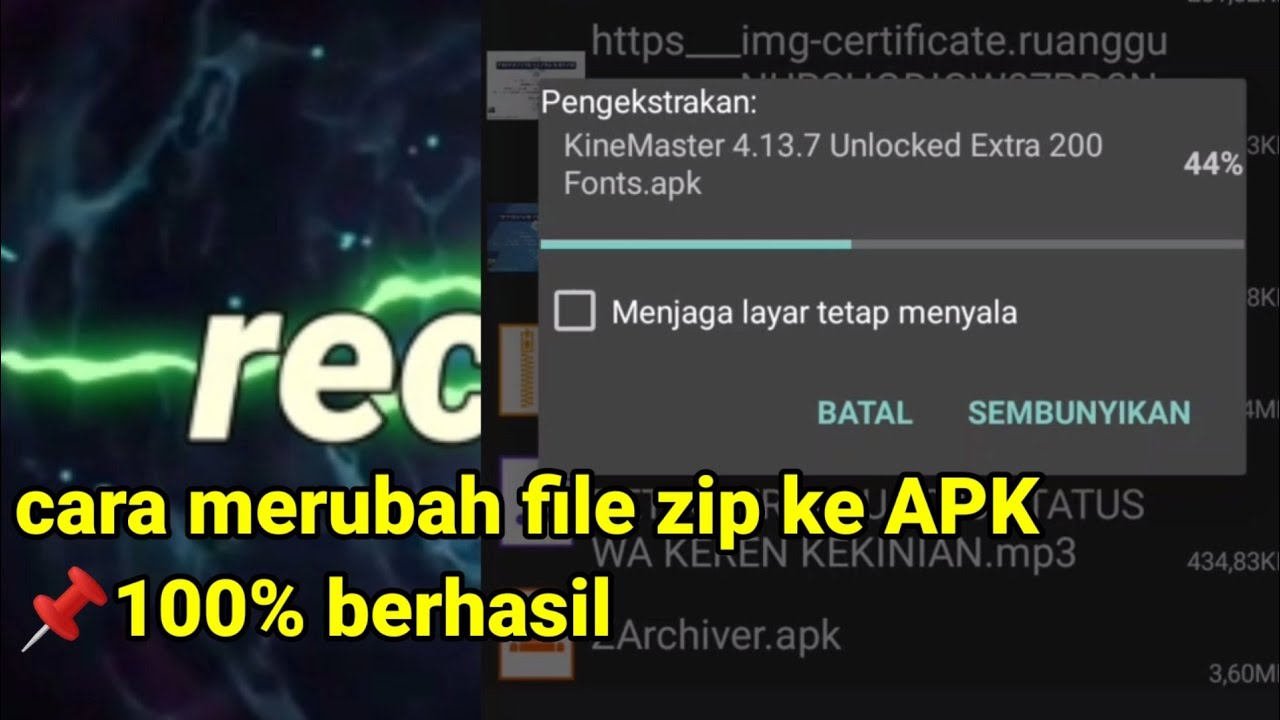 Cara merubah mengekstrack file zip menjadi file apk youtube