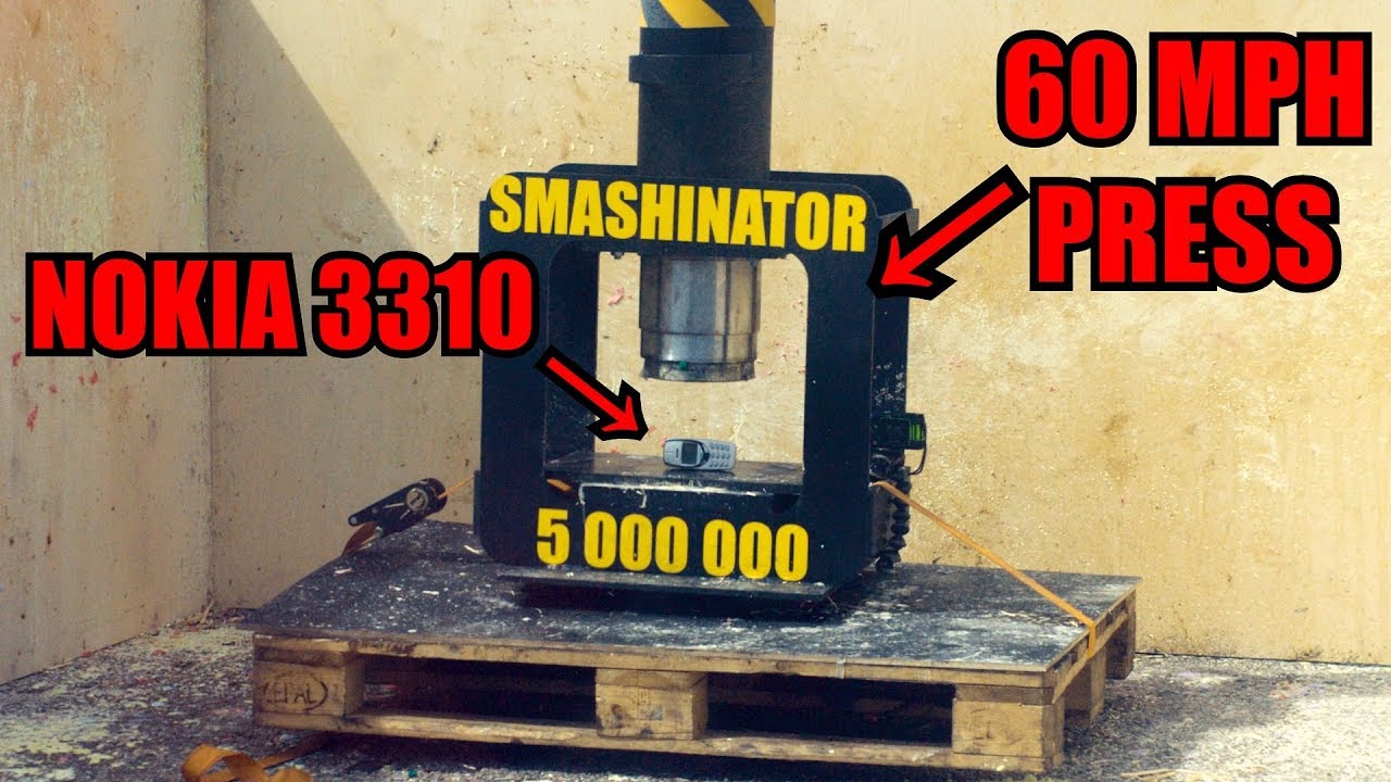 CRUSHING NOKIA 3310 WITH WORLD´S FASTEST PRESS| in 4K! hydraulic press channel wife