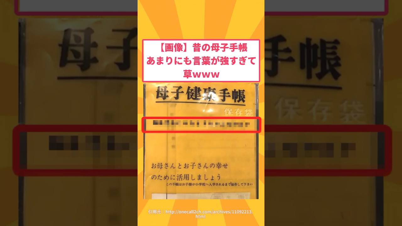 【2ch面白いスレ】【画像】昔の母子手帳あまりにも言葉が強すぎて草ｗｗｗ#2ch#2ch面白いスレ#2ちゃんねる