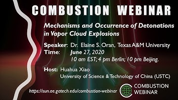 Mechanisms and Occurrence of Detonations in Vapor Cloud Explosions, Speaker: Elain Oran