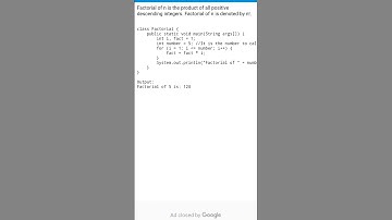 Java Program to find factorial of a number