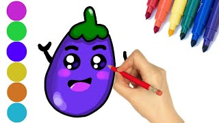 How to Draw a Eggplant Easy and Kawaii