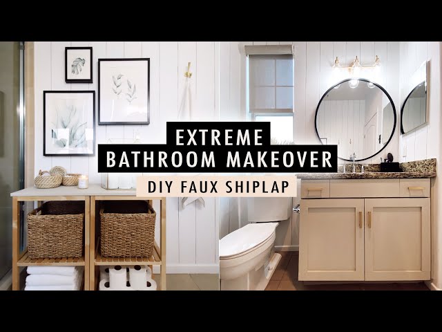 EXTREME BATHROOM MAKEOVER + DIY Faux Shiplap Wall *ON A BUDGET* | XO, MaCenna