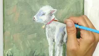 This Christmas Lamb Painting is so Adorable! Acrylic painting