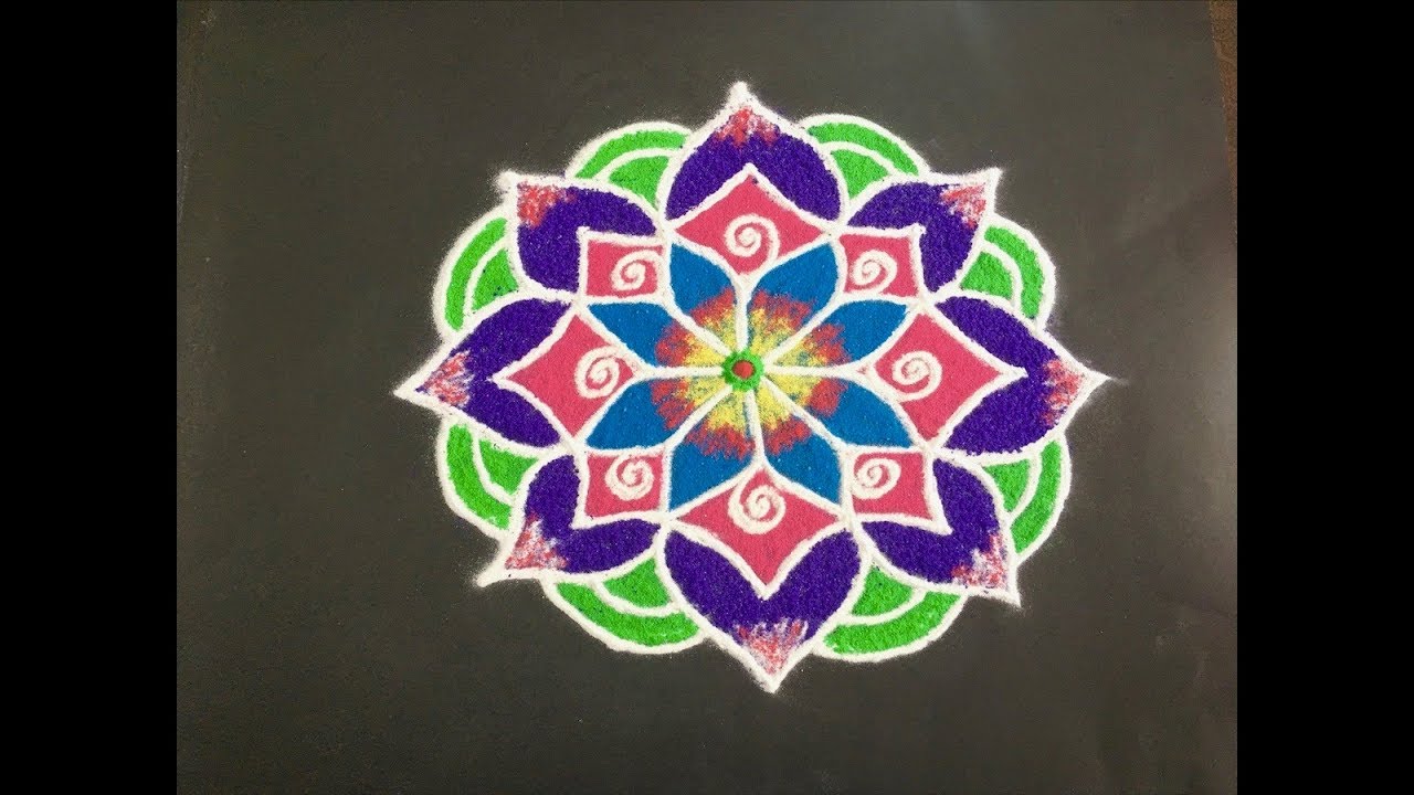 Rangoli Design with Colours for Festivals and Competitions with dots