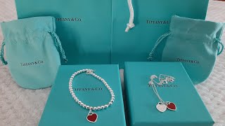 Tiffany and Co Unboxing Return to Tiffany Red Double Heart Tag Necklace Red Heart Tag Bead Bracelet