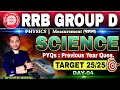 RRB GROUP D 2025 | SCIENCE | PHYSCIS - MEASUREMENT (मापन) | PYQs -Previous Year Questions Day 4 🔥🔥🔥