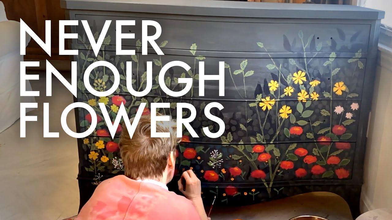 PAINTING FLOWERS : DRESSER MAKEOVER : Adventuring Family of 11