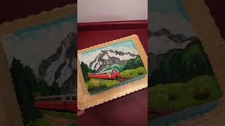 Swiss Alps Painted Cake🏔️🚂 #cake #shorts
