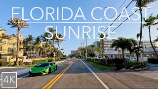 Florida Atlantic Coast Sunrise Drive 4K  Driving the Millionaire's Mile