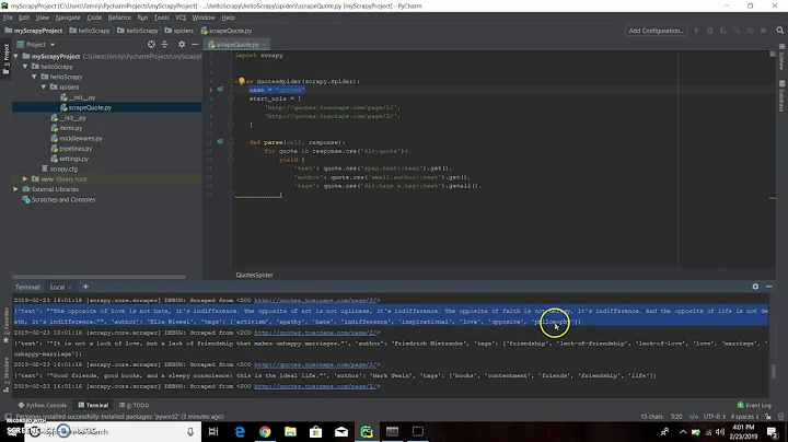 Step by step guide to create Scrapy web crawler in Pycharm - Python