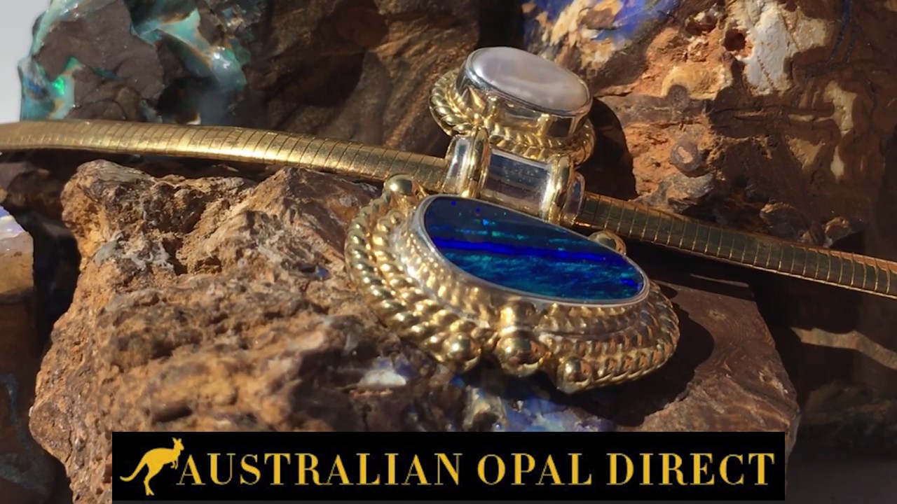 Modern Australian Blue Opal & Fresh Water Pearl 18kt Gold Plated Necklace