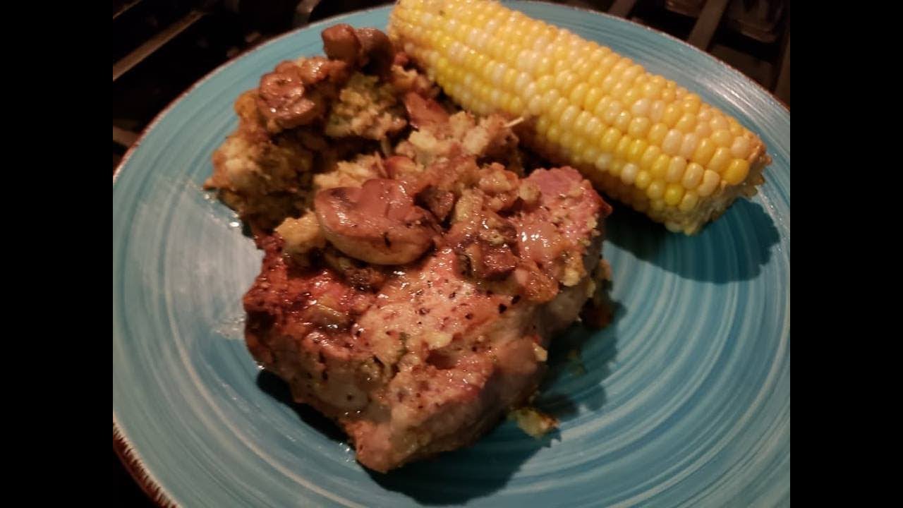 Meals on a Budget Pork Chops w/Stuffing & Corn on Cob with Angie's Pantry - YouTube
