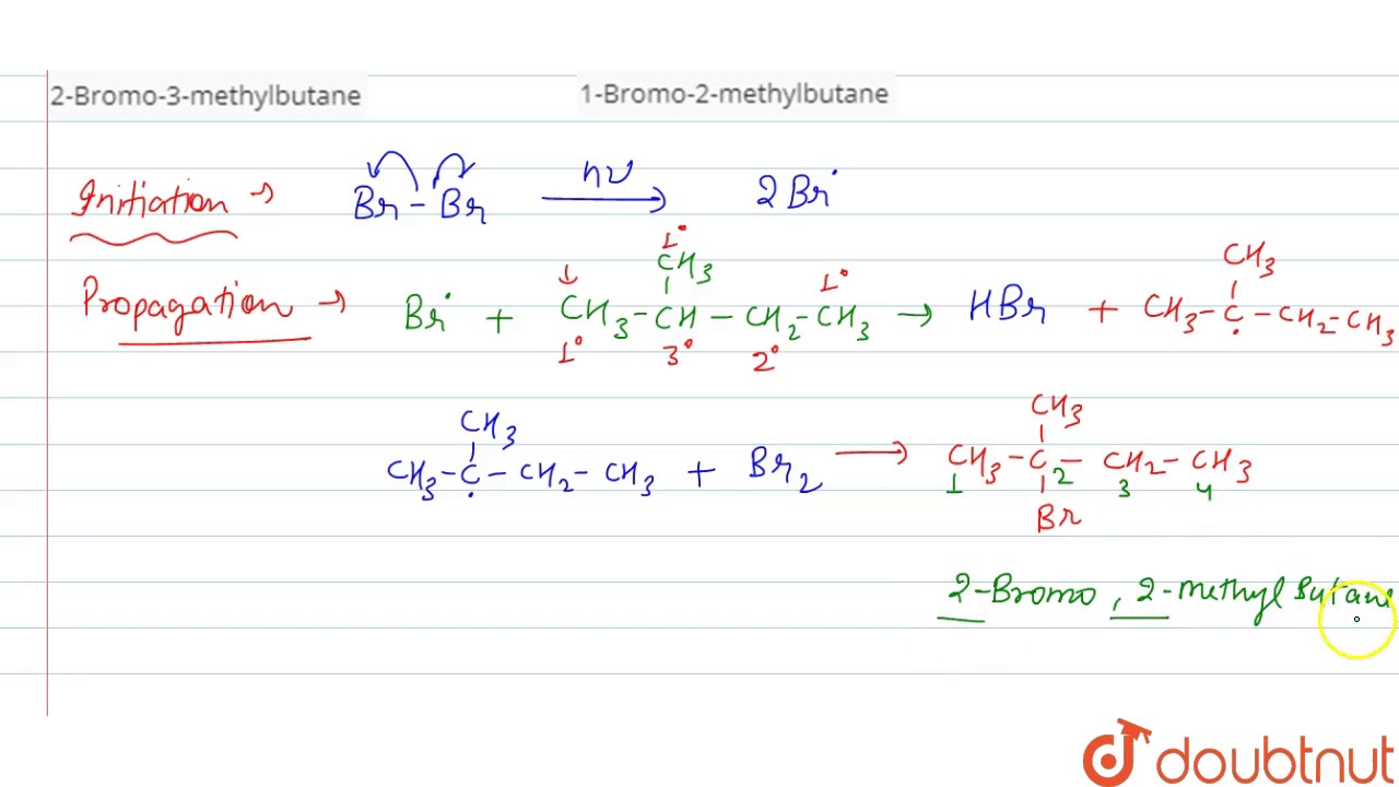2-Methylbutane on reacting with bromide in the... - youtube