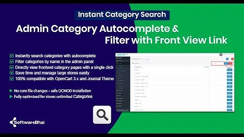 Opencart Admin Category Autocomplete & Filter with Front View Link | SoftwareBhai Tech