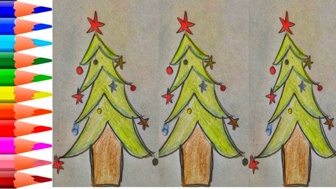 How to easy drawing with Christmas tree🎄 - YouTube