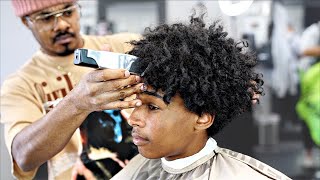 HAIRCUT TUTORIAL: MID TAPER FLARED OUT CURLY TOP | CREATING A HAIRLINE