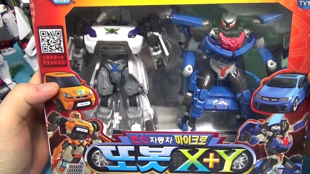 또봇[오픈박스] 마이크로 X+Y 개봉 에볼루션 X Y의 원래 모습의 변신자동차 장난감 Tobot Transforming ...