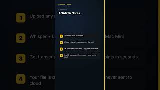 ANANTA Notes — privacy-first audio→notes (local Whisper + Llama-3.1) #Shorts