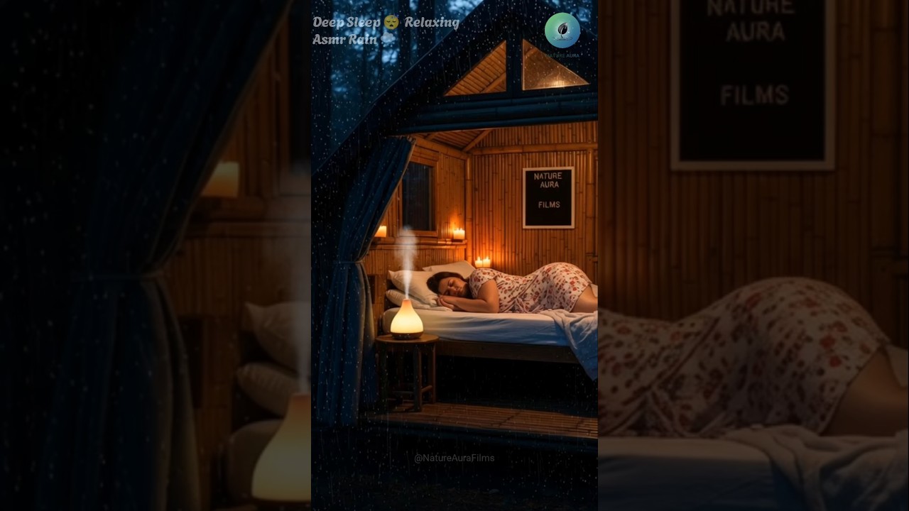 Rainy Night Sleep Ambience with Aroma Diffuser | Deep Sleep Stress Relief | Nature Aura 