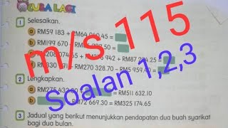 Tahun 5 : m/s 115 | Soalan 1,2,3 | Wang | Buku teks matematik | Bimbingan Tahun 5 : m/s 115 | Soalan 1,2,3 | Wang | Buku teks matematik | Bimbingan