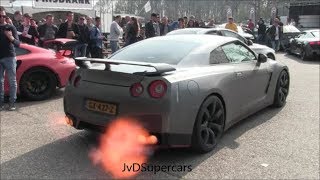 Nissan GT-R R35 w/ Straight Pipes! Accelerations,Revs & Flames!