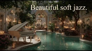 A luxurious white grand piano by the azure pool. Soft jazz. screenshot 5