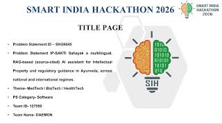 Smart India Hackathon (SIH) 2026 Submission Problem Statement ID 26045