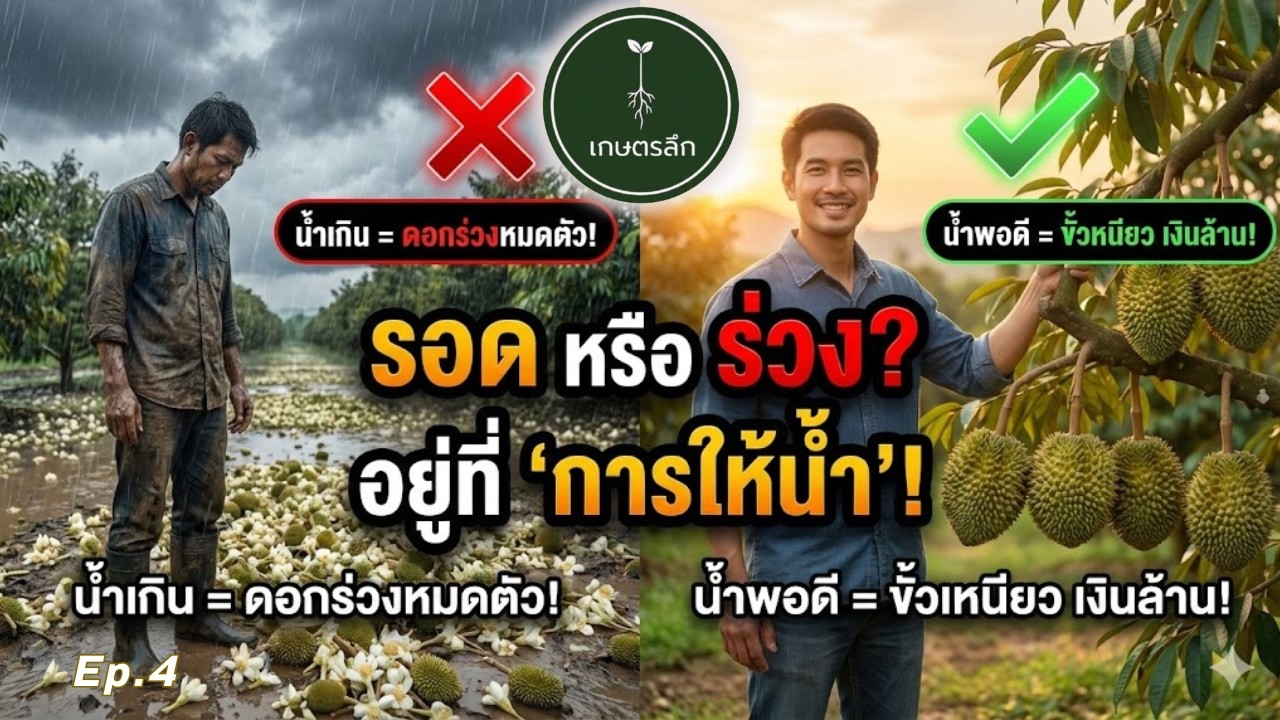 EP4เกษตรลึก: ทุเรียน รอดหรือร่วง อยู่ที่การให้น้ำ #สวนทุเรียน #เทียนชัยเกษตร #สวนทุเรียนครบุรี
