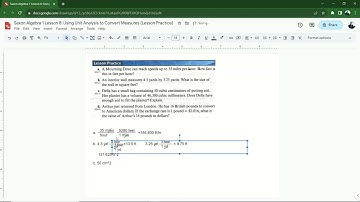 Saxon Algebra 1 Lesson 8 Video 2: Using Unit Analysis to Convert Measures