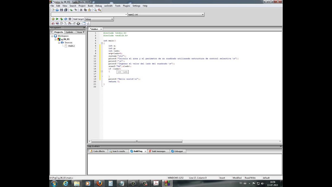Ejercicio en C implementado en Codeblocks g 06 01 cbp - YouTube