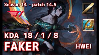 【KRサーバー/C1】T1 Faker フェイ(Hwei) VS シンドラ(Syndra) MID - Patch14.5 KR Ranked【LoL】