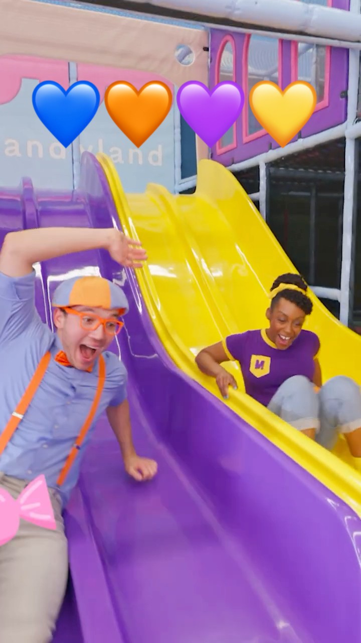 Blippi and Meekah Go DOWN the Best Friends Slide for Valentine's Day???! #bff #shorts #blippi