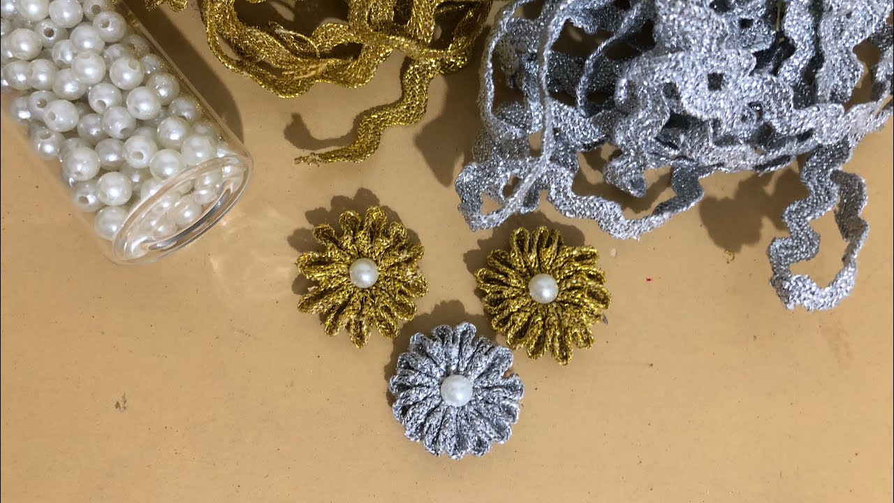 Rick Rack Flower | Zigzag Lace Flower Making | Button & Jewellery Making Idea 